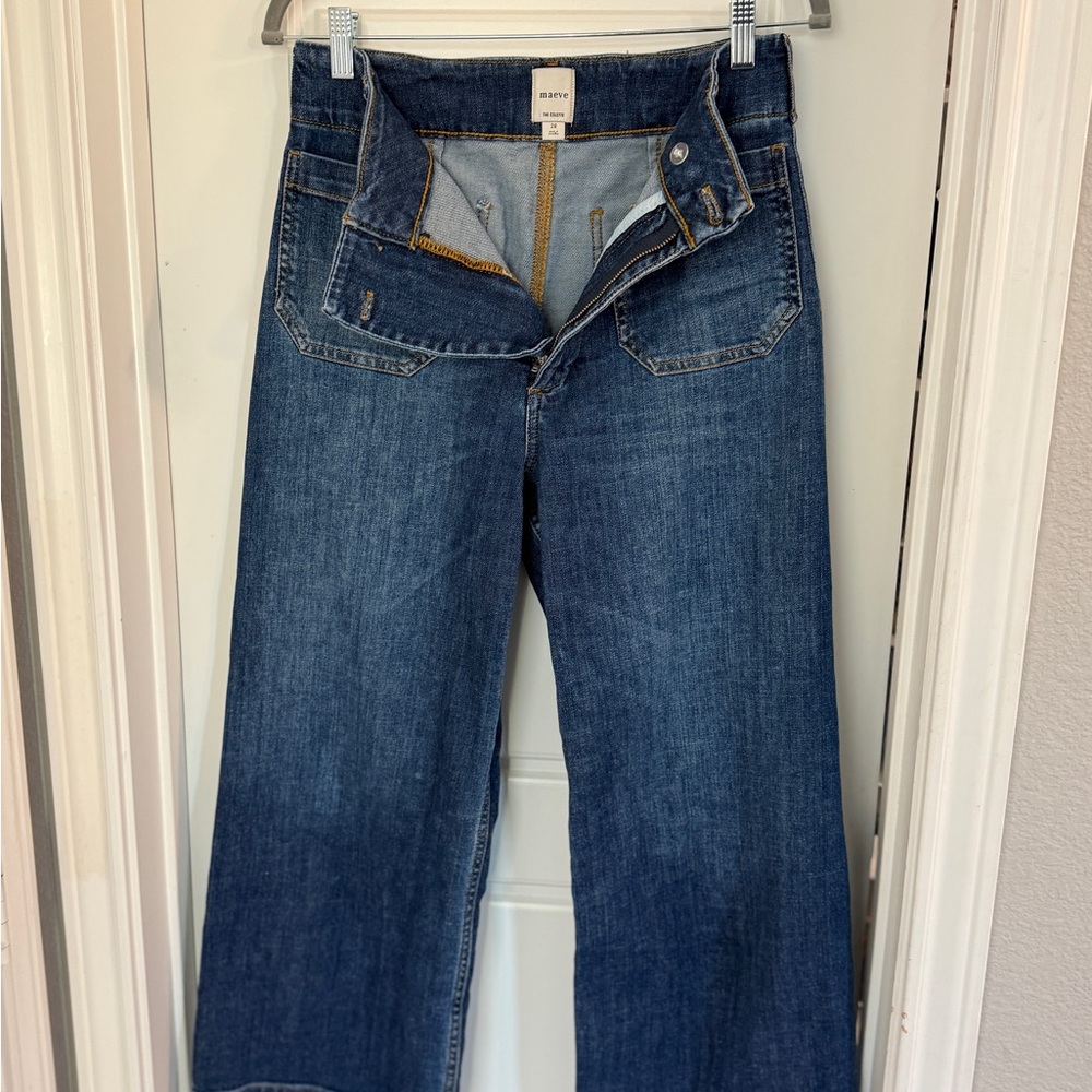 Maeve Colette Dark Blue Wide Leg Crop Jeans - Picture 5 of 5